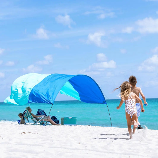 Summer Sunshade | Sets up in 3 minutes | Provides 150 square feet of shade, accommodating up to 8 people | Features wind-resistant stabilizers | UPF 50+ sun protection
