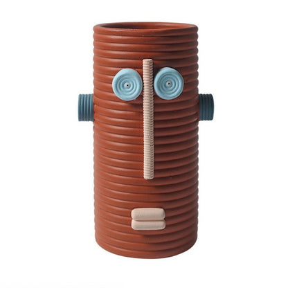 Dummy Robot Plant Flower Pot, Handmade Indoor / Outdoor Whimsical Ceramic Pots