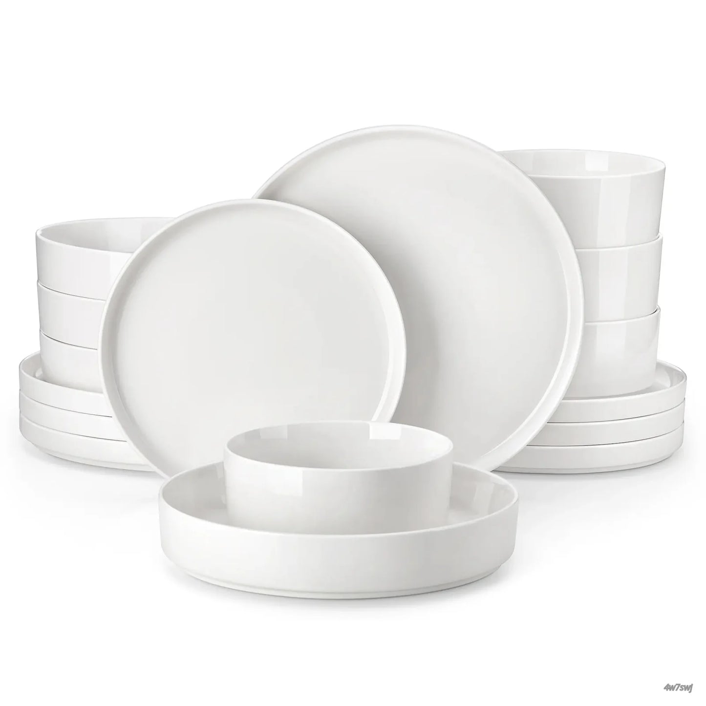 Porcelain Dinnerware Set for 4/6, Modern Plates and Bowls Set, Chip & Scratch Resistant Dishware, Microwave & Dishwasher Safe, Elegant Kitchen Dining Set, LEAH Series