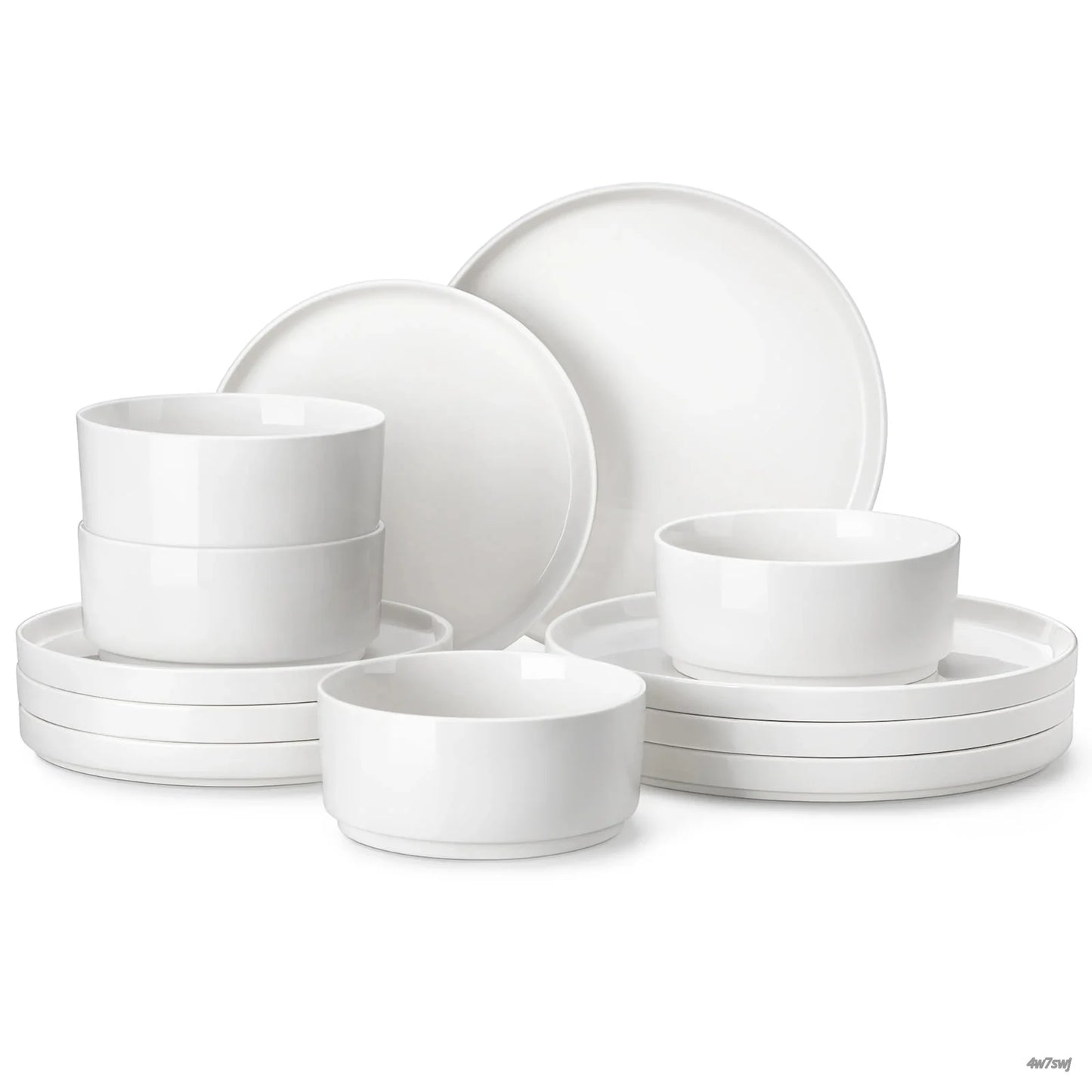 Porcelain Dinnerware Set for 4/6, Modern Plates and Bowls Set, Chip & Scratch Resistant Dishware, Microwave & Dishwasher Safe, Elegant Kitchen Dining Set, LEAH Series